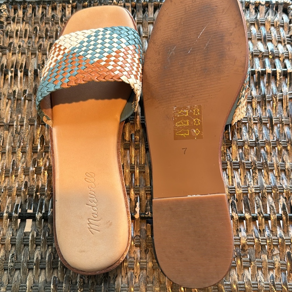 Madewell Lianne Woven Leather Multi Color Slip On Slide Sandals Size 7 - Picture 6 of 9